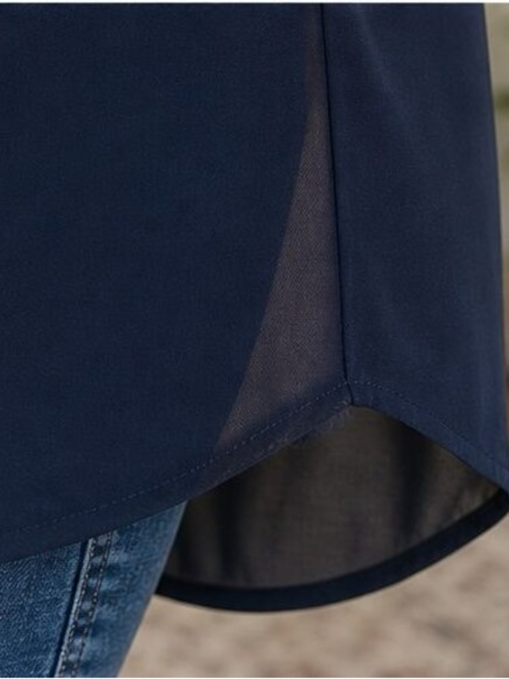 Women’s Navy Button-Front V-Neck Blouse - Picture 6 of 6